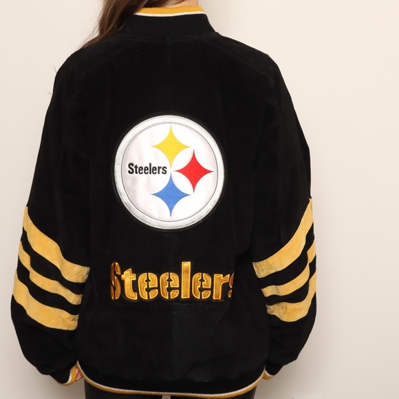 EUC Vintage Pittsburgh Steelers Suede Bomber Jacket - Picture 2 of 16